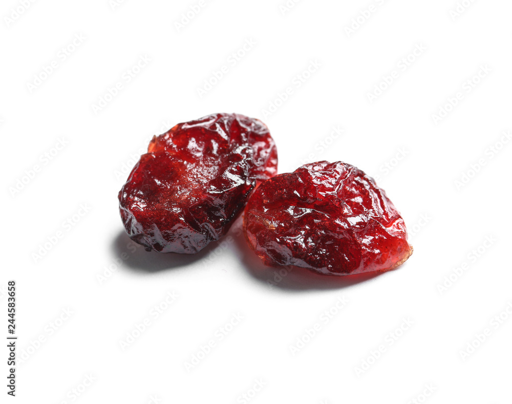 Cranberries on white background. Dried fruit as healthy snack Cranberries on white background. Dried fruit as healthy snack