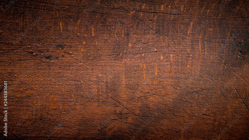 Naklejka premium Dark Brown Wood Texture with Scratches