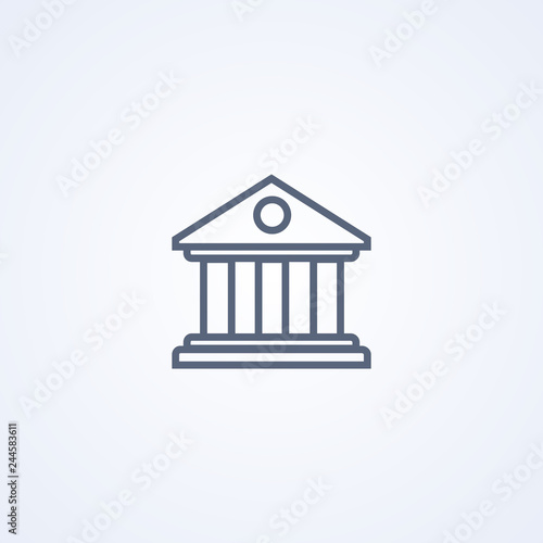 Bank building, vector best gray line icon