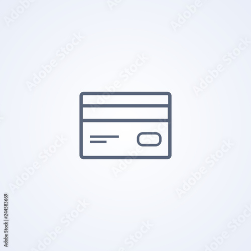 Credit card, vector best gray line icon