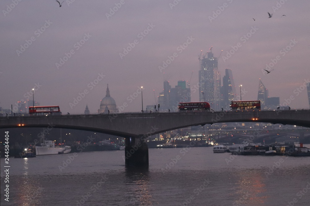 London Buses on Bridge