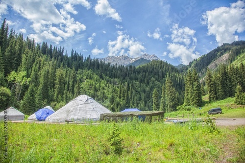 Yurts in the forest of Kazakhstan
