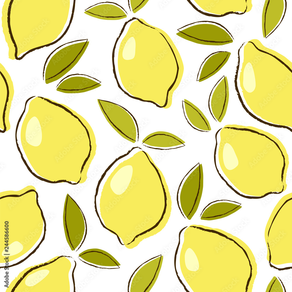 Seamless vector pattern with stylish lemons. 