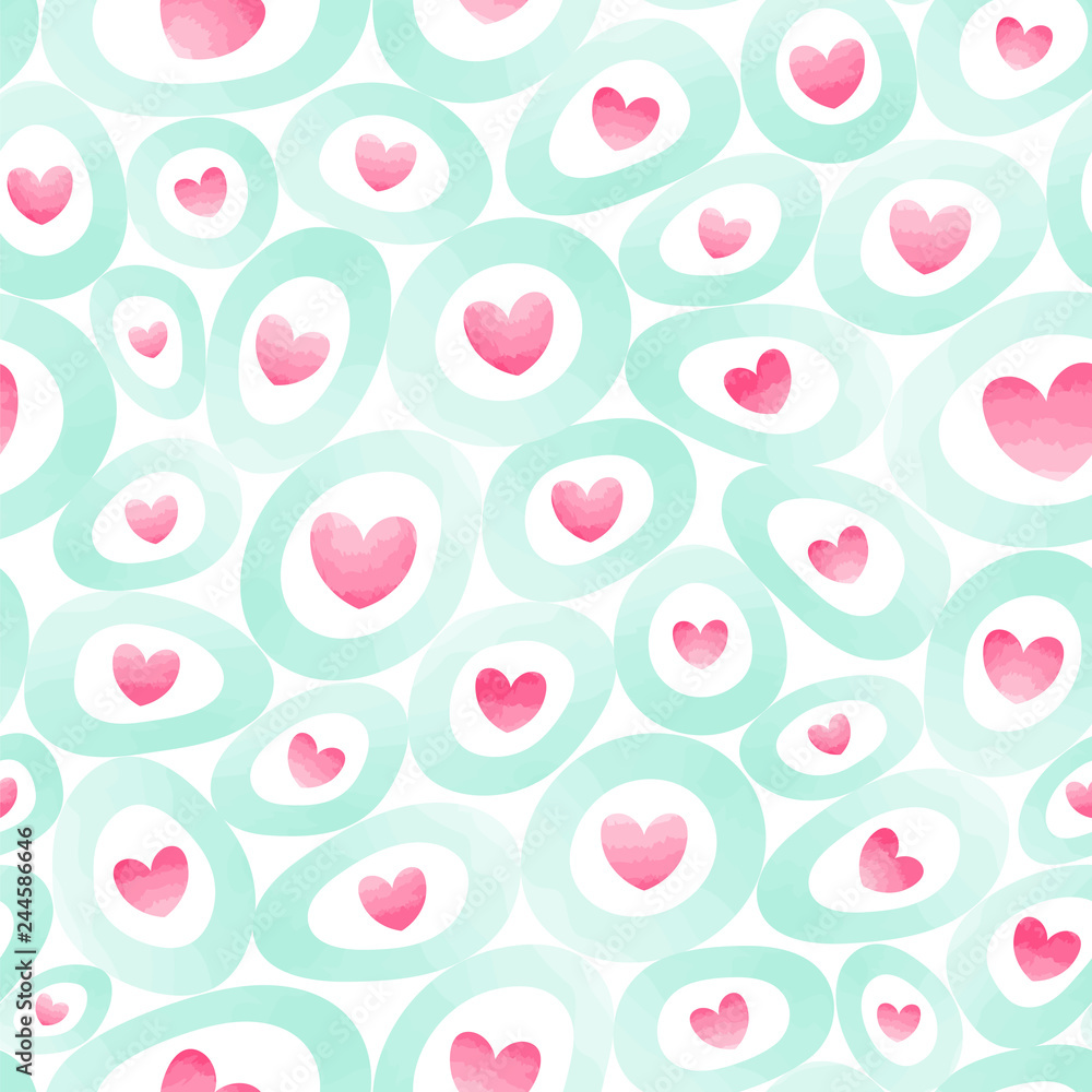 Abstract background. Seamless vector pattern with ovals and hearts. Abstract background. Seamless vector pattern with ovals and hearts.