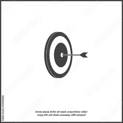 Vector image of target pierced arrow. Flat vector illustration dart icon on white isolated background.