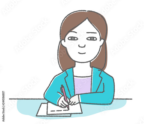 書類を書く女性