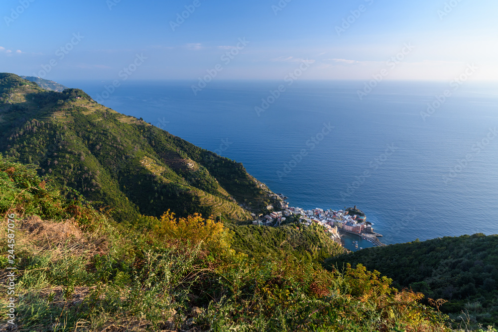 View of Vernazza from mountain. Cinque Terre. Italy