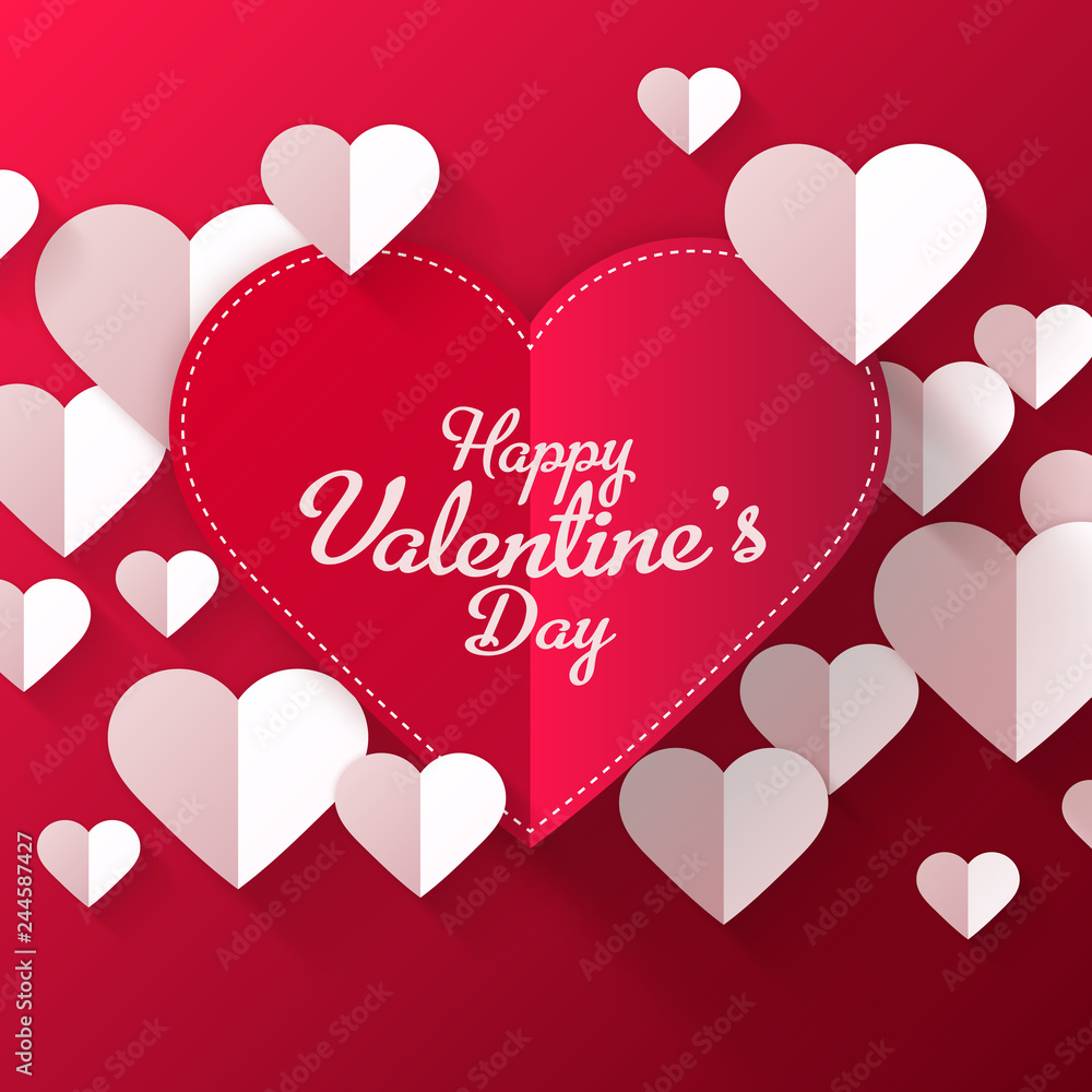 Valentines day greeting design with paper origami hearts Valentines day greeting design with paper origami hearts