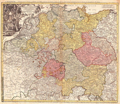 1740, Homann Map of the Holy Roman Empire, Germanic Empire