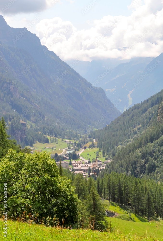 Panoramic view of the Gressoney valley near Monte Rosa