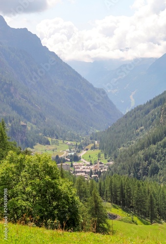 Panoramic view of the Gressoney valley near Monte Rosa