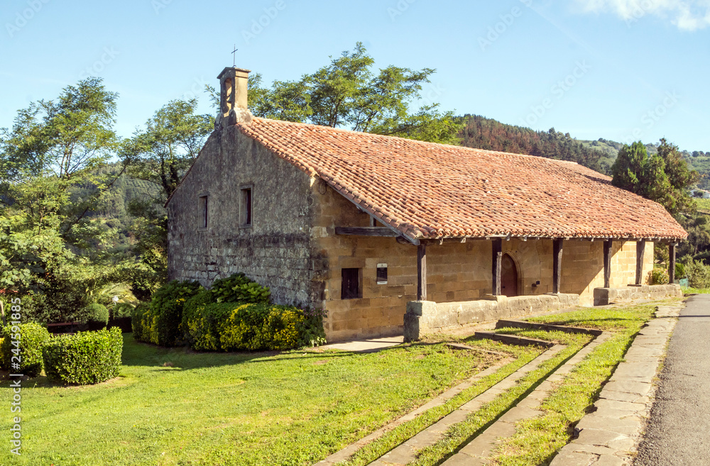 Rural house in the mountains in the Basque Country in Spain on a cloudy day Rural house in the mountains in the Basque Country in Spain on a cloudy day
