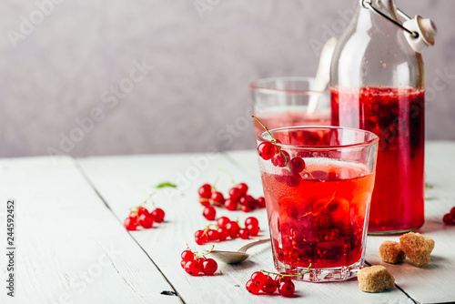 Infused water with red currant and sugar