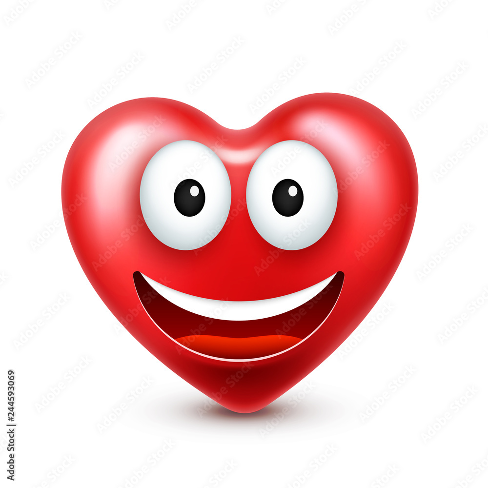 Heart smiley emoji vector for Valentines Day. Funny red face with expressions and emotions. Love symbol. Heart smiley emoji vector for Valentines Day. Funny red face with expressions and emotions. Love symbol.
