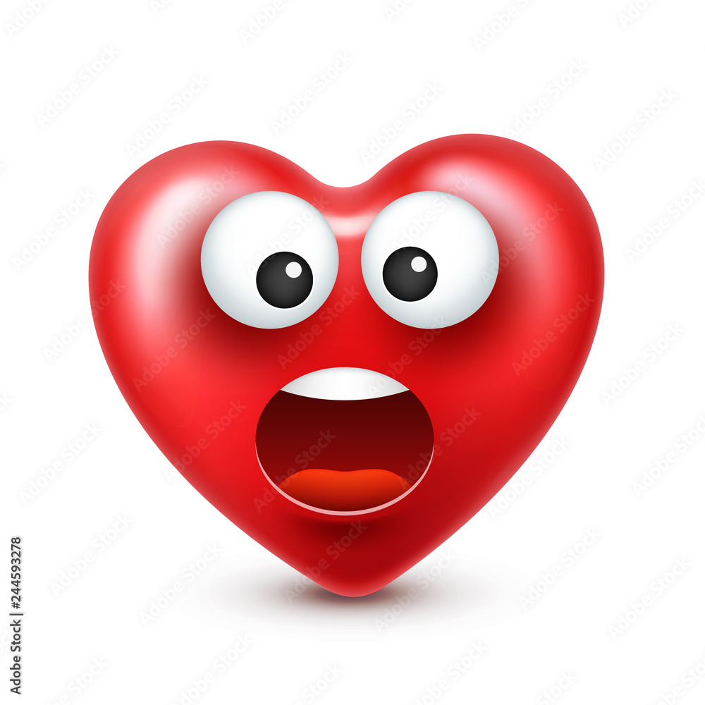 Heart smiley emoji vector for Valentines Day. Funny red face with expressions and emotions. Love symbol. Heart smiley emoji vector for Valentines Day. Funny red face with expressions and emotions. Love symbol.