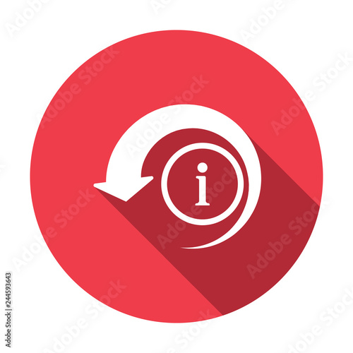 Reload icon, arrows icon with information sign. Reload icon and about, faq, help, hint symbol. Vector illustration