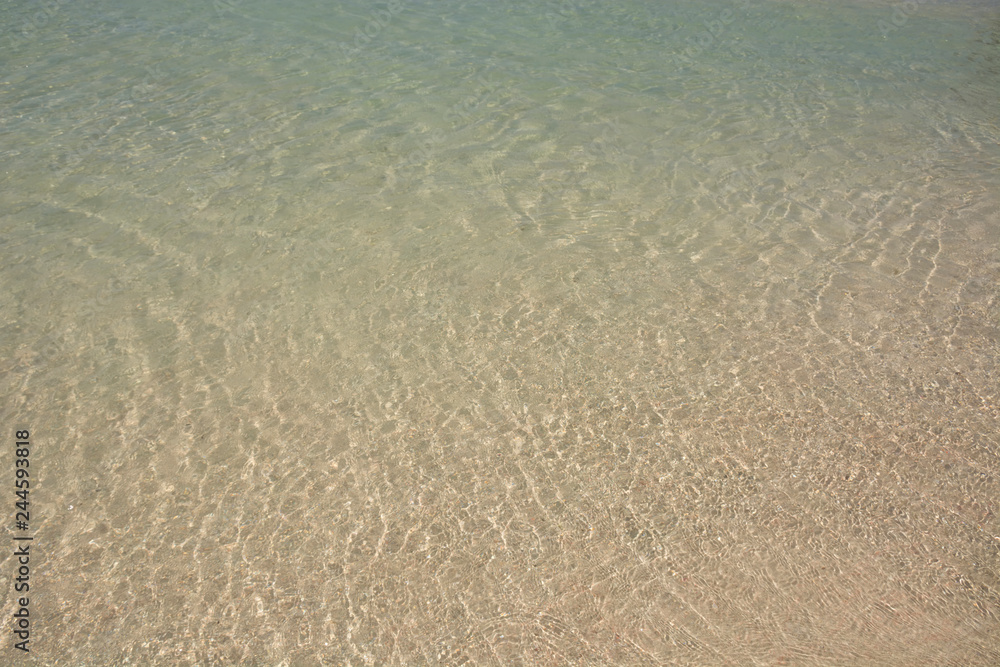 Shining blue sea water ripple background. Elafonisi beach, Crete Island landmark.