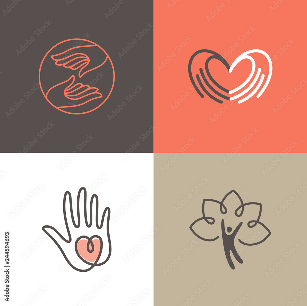 Vector set of logo design templates - charity and volunteer concepts Vector set of logo design templates - charity and volunteer concepts