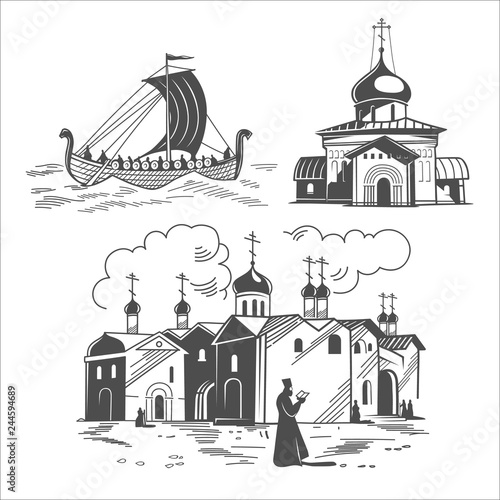 Historical scenes of ancient Russia.