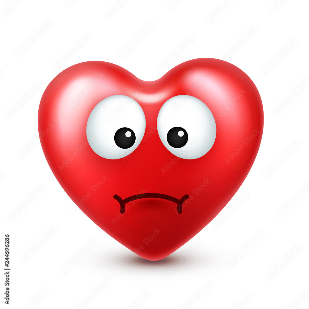 Heart smiley emoji vector for Valentines Day. Funny red face with expressions and emotions. Love symbol. Heart smiley emoji vector for Valentines Day. Funny red face with expressions and emotions. Love symbol.