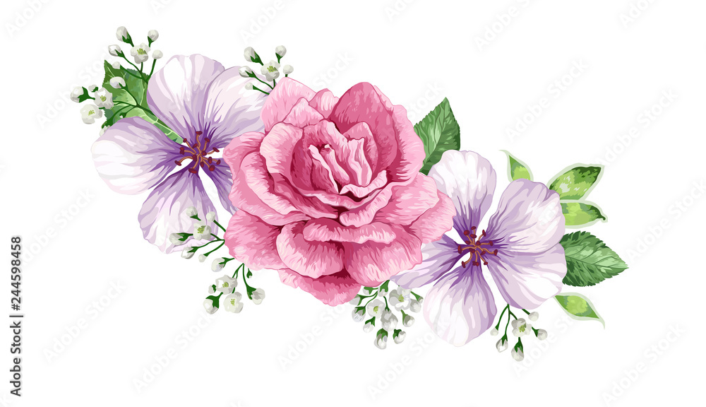 Flower frame in watercolor style isolated on white background.