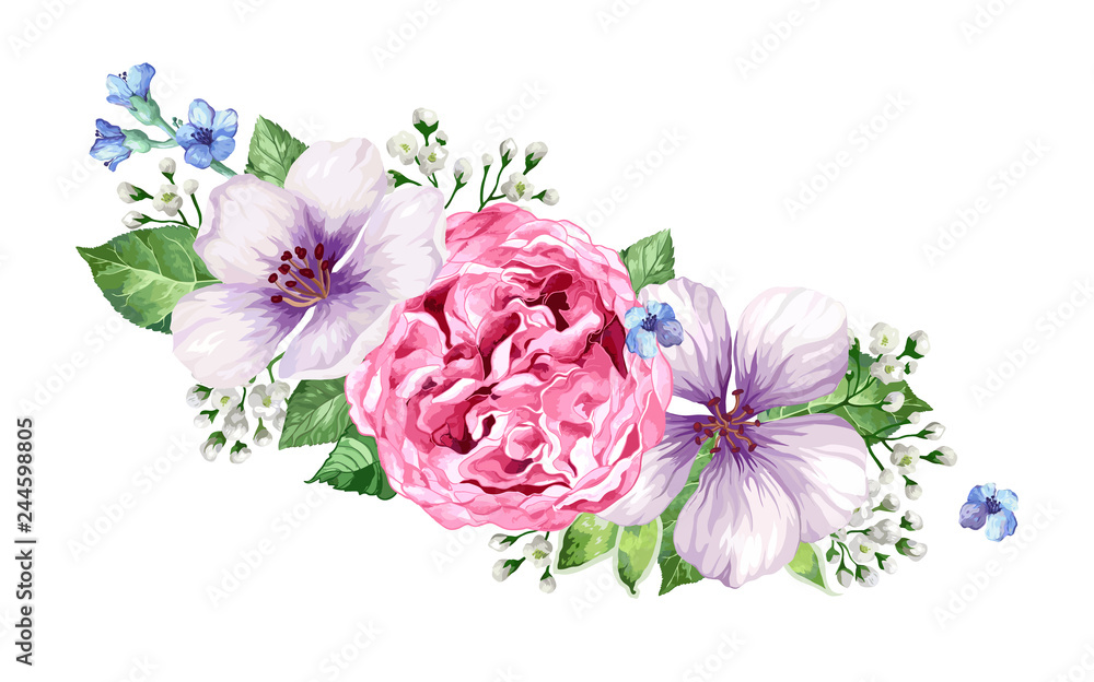 Flower frame in watercolor style isolated on white background. Flower frame in watercolor style isolated on white background.