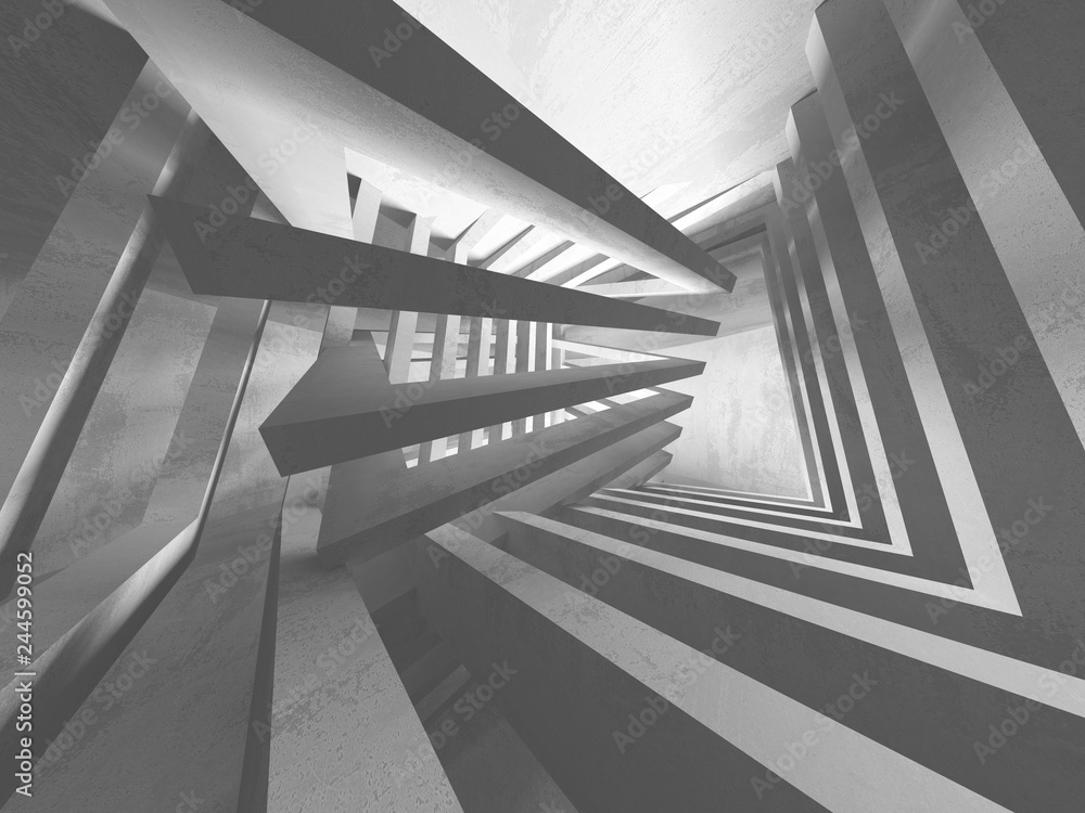 Fototapeta premium Dark concrete empty room. Modern architecture design