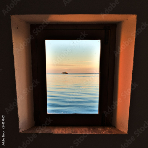 Boat passing by the window