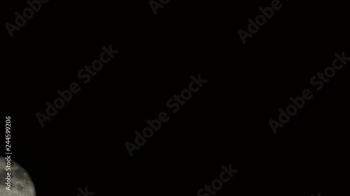 4K Moonrise enters and exits frame black night