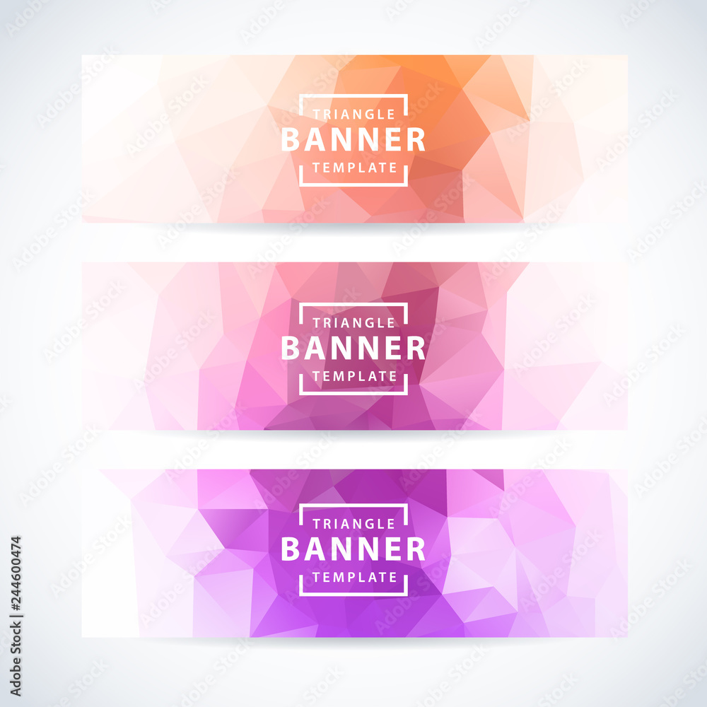 Vector banners set abstract triangle background