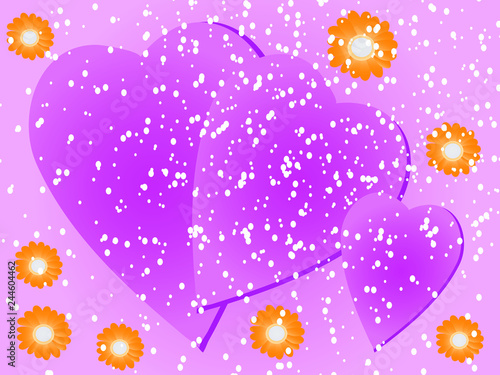 purple hearts with flowers
