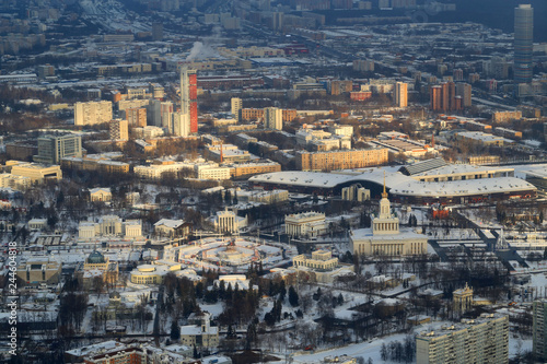 Beautiful winter photo of Moscow panorama with landmarks © tanor27