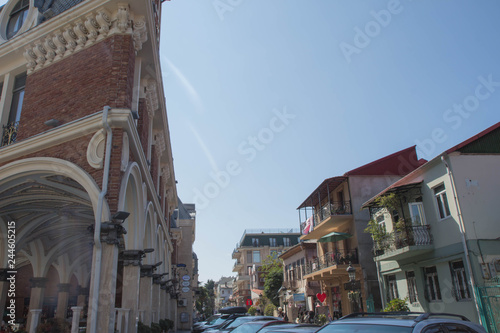 Fototapeta Naklejka Na Ścianę i Meble -  Batumi, Georgia. Sunny Summer Day With Blue Sky Over Street. Urban Architecture In Batumi