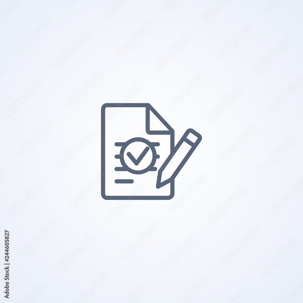 Check file, vector best gray line icon Check file, vector best gray line icon