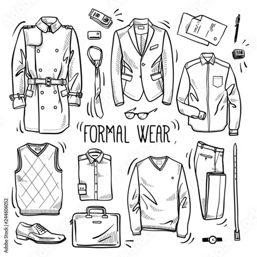 Premium Vector  Set of male accessories sketch, hand-drawn, watch