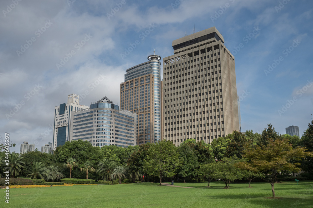 Large buildings of the financial district of shanghai, China