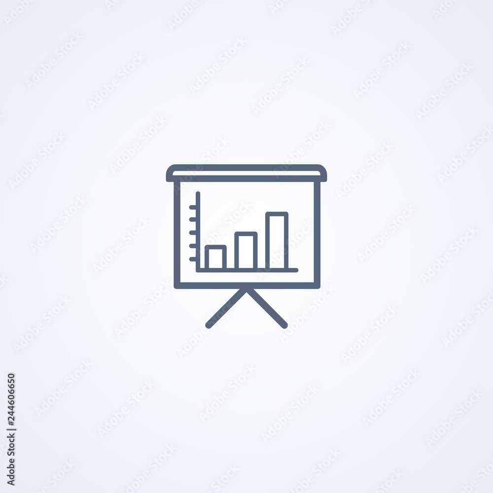 Statistic presentation, vector best gray line icon Statistic presentation, vector best gray line icon