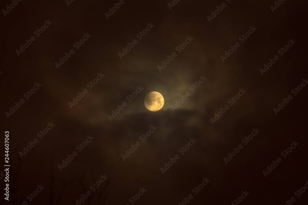 Moon eclipse in full moon. Super blue blood moon Moon eclipse in full moon. Super blue blood moon