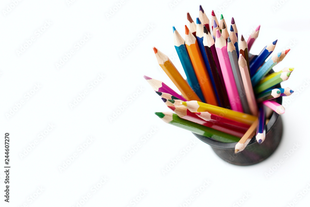 Coloured pencils isolated on the white background