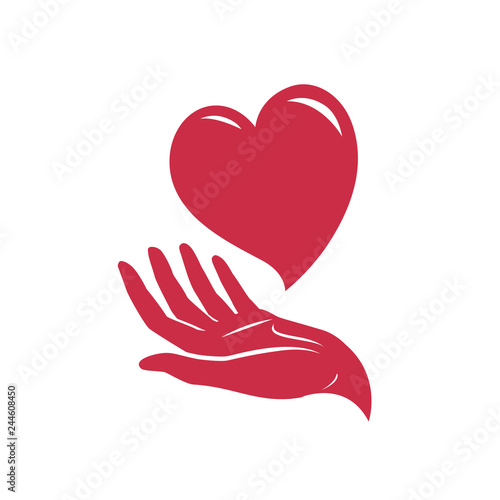 Heart in hand logo. Health, care, love symbol or icon. Vector illustration
