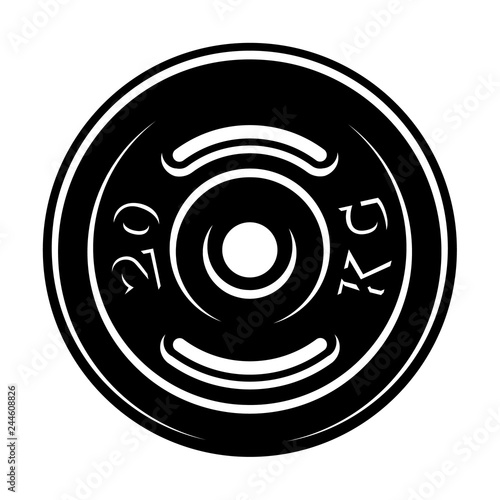 Black and white illustration of a barbell disk