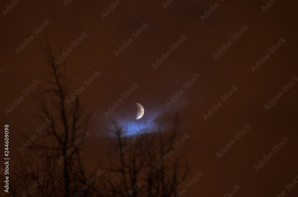 Moon eclipse in full moon. Super blue blood moon Moon eclipse in full moon. Super blue blood moon