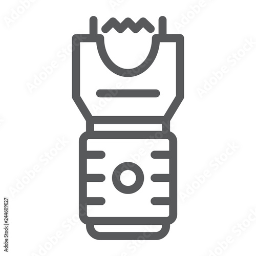 Electroshock weapon line icon, protection and security, firearm sign, vector graphics, a linear pattern on a white background.