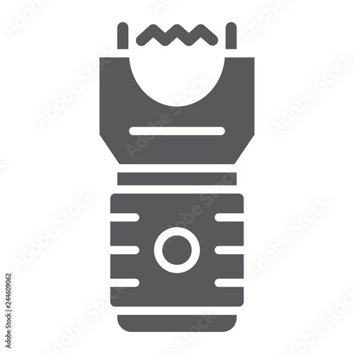 Electroshock weapon glyph icon, protection and security, firearm sign, vector graphics, a solid pattern on a white background.