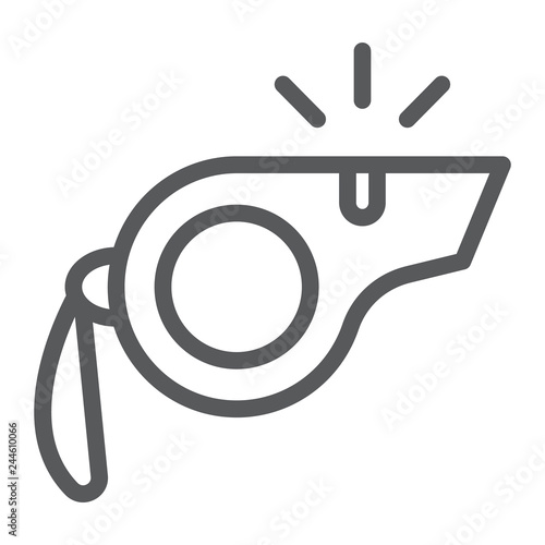 Whistle line icon, equipment and tool, blower sign, vector graphics, a linear pattern on a white background.