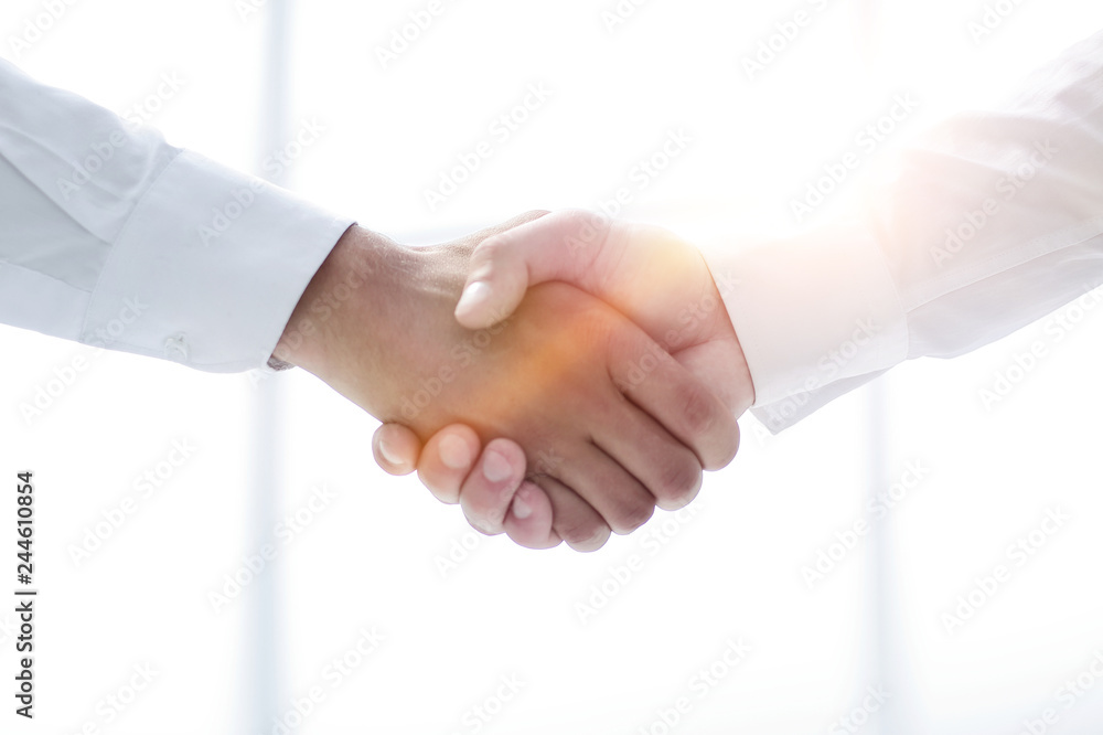 close up.handshake of business people on a light background close up.handshake of business people on a light background
