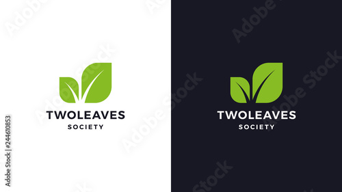 Leaf Logotype template, positive and negative variant, corporate identity for brands, nature logo