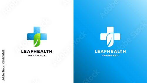 Leaf Logotype template, positive and negative variant, corporate identity for brands, Pharmacy logo