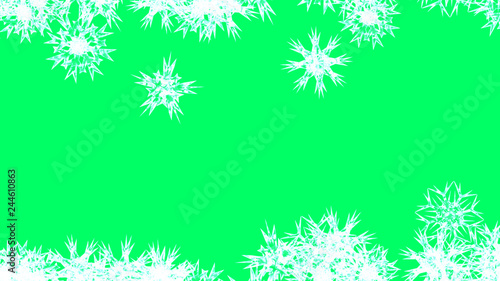 Abstract background with a variety of colorful snowflakes. Big and small.