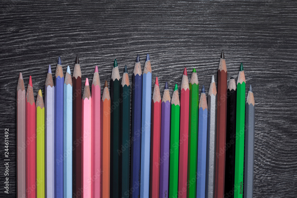Coloured pencils isolated on the black background Coloured pencils isolated on the black background